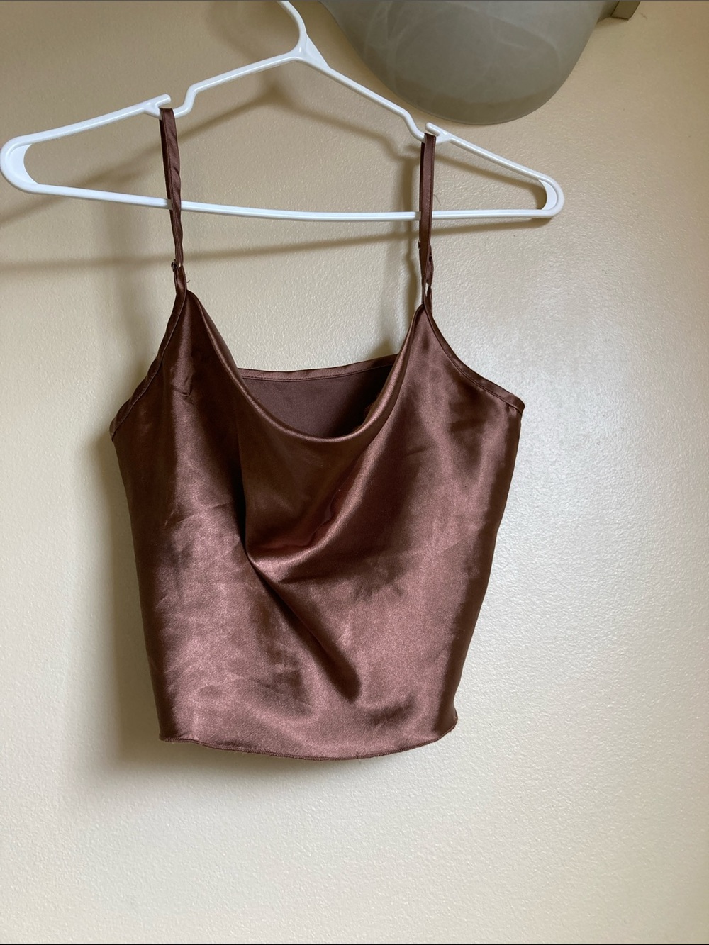 Free with purchase Satin Cowl Neck crop Cami Tank Top - Brown XS 2